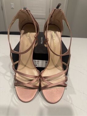 Brand New Pelle Moda Blush Pink Satin Strappy High Heels